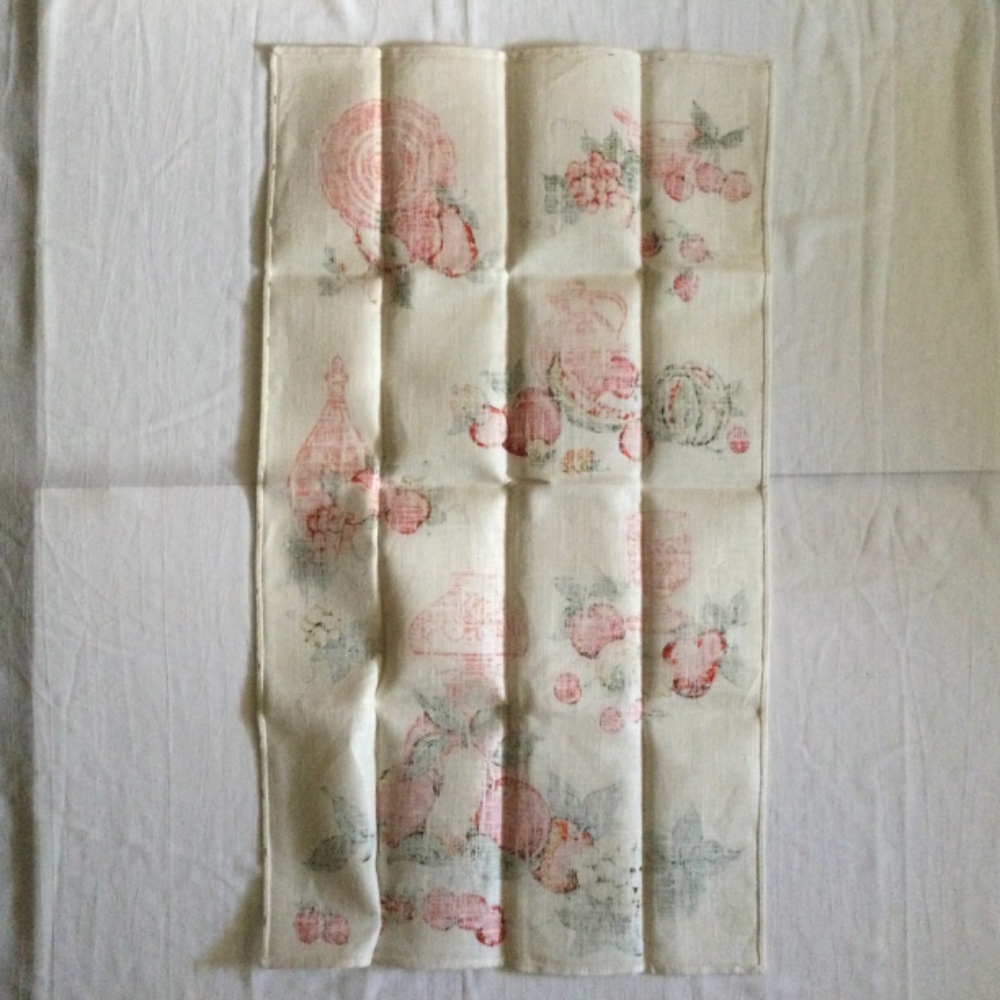 Vintage Parisian Prints Pure Linen Towel Made in USA Fruits Unused - Picture 5 of 7